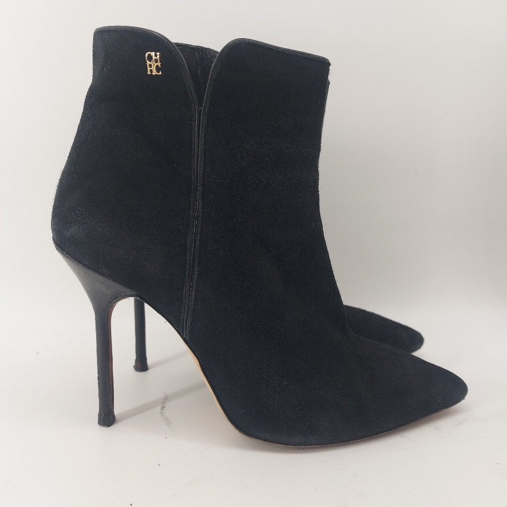 Carolina Herrera Suede Heeled Boots Women's Size 8 /38 Black